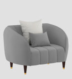 Hairo Velvet 1 Seater Sofa In Light Grey Colour