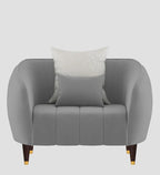 Hairo Velvet 1 Seater Sofa In Light Grey Colour