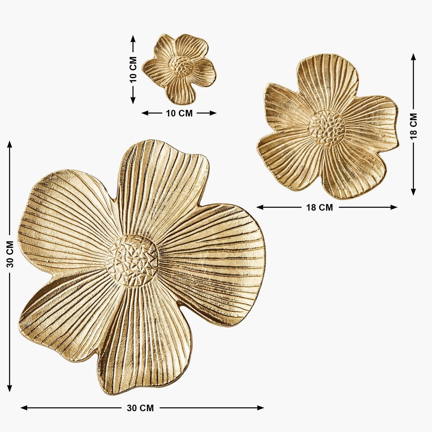 Panorama Flare Set of 3 Metal Floral Decorative Wall Accent