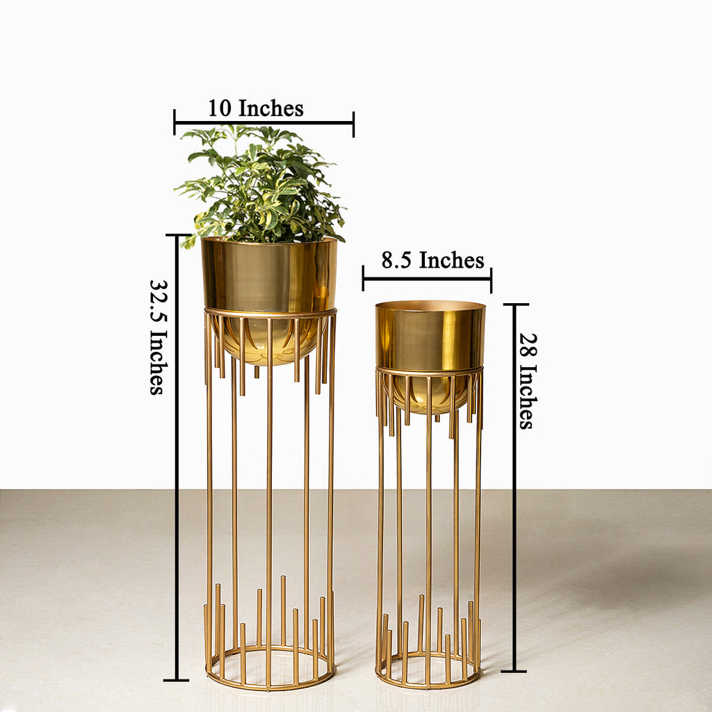 Luxury Metal Gold Planters - Pair
