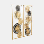 S/2 32" Pierced Disc Metal Wall Panels, Gold Multi