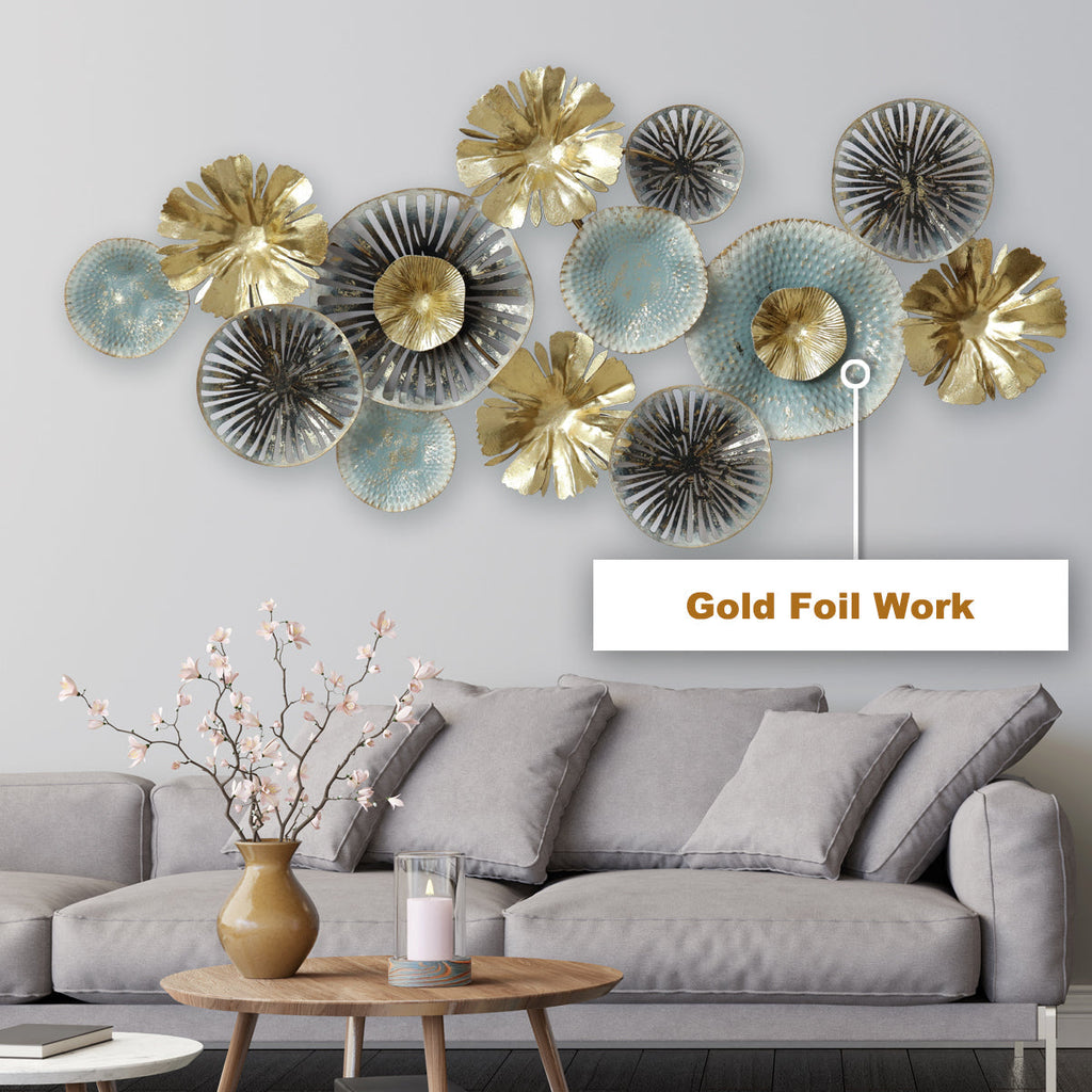 Contemporary Styled Metal Wall Art - Gold Foil Work