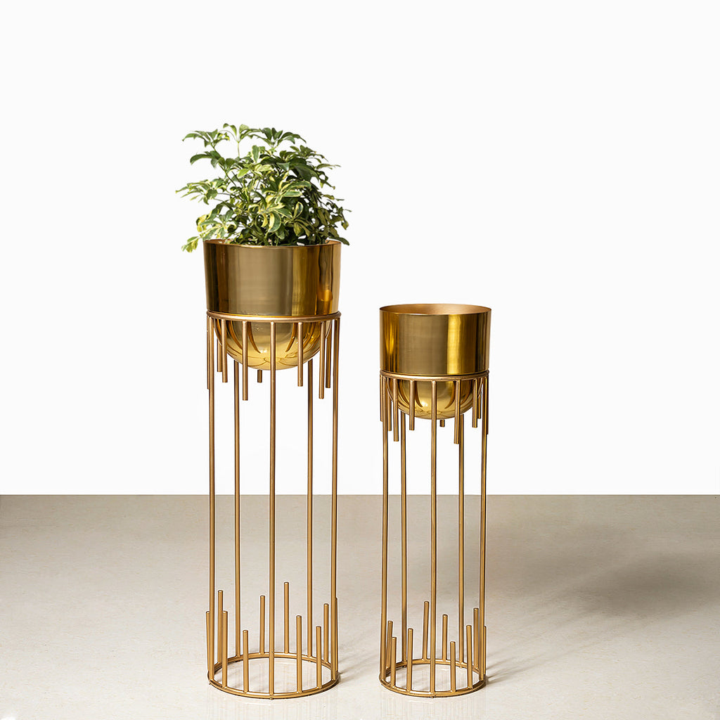 Luxury Metal Gold Planters - Pair