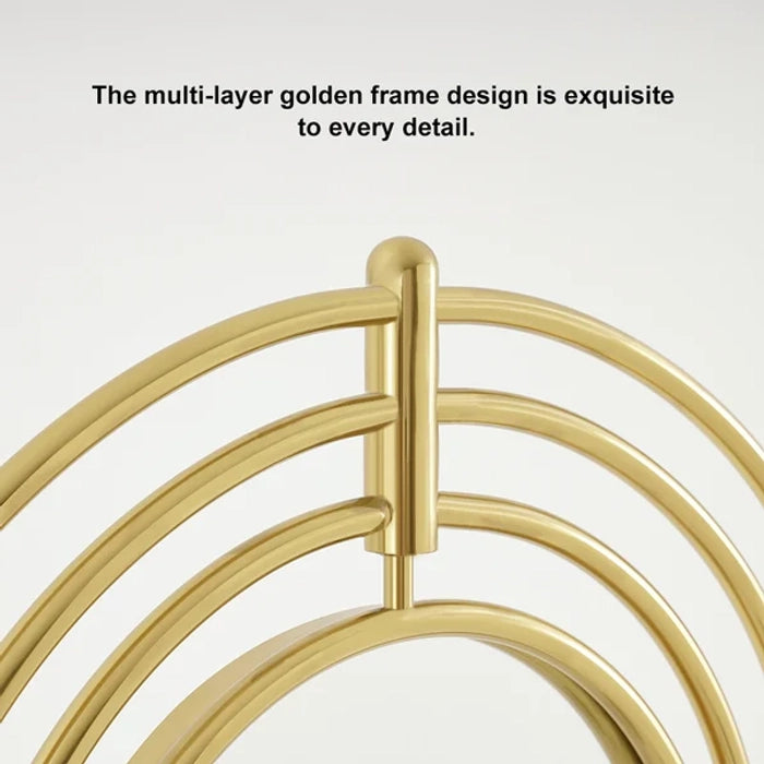 Klein Oval Decorative Full Length Standing Floor Mirror Decor in Gold with Marble Base