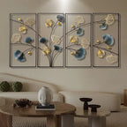 4Pcs Metal Ginkgo Leaf Wall Art Hanging Decor Sculpture for Living Room