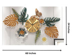Flower and Leaf Wall Clock (48x24 Inches)
