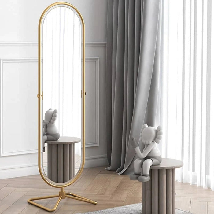Insha Oval Decorative Full Length Standing Floor Mirror Decor in Gold