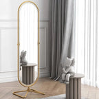 Insha Oval Decorative Full Length Standing Floor Mirror Decor in Gold