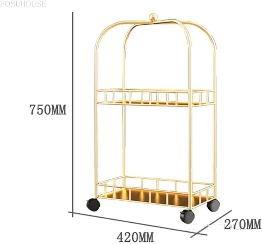 Garden Carts Home Furniture Kitchen Restaurant Bathroom Storage Cart Coffee Shop Trolleys (Color : Gold)