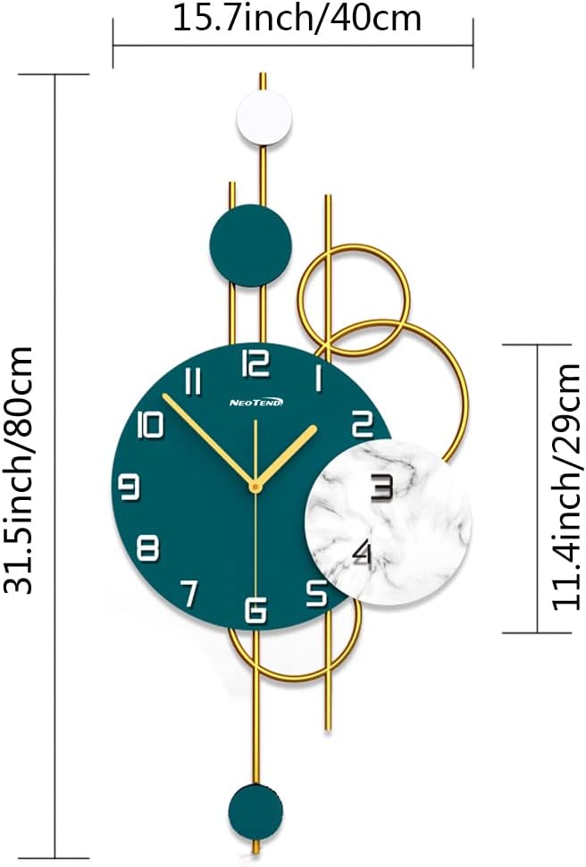 Wall Clock for Bedroom Silent Giant Decorative Office Non Ticking Wall Watch 31.5 Inch Circle