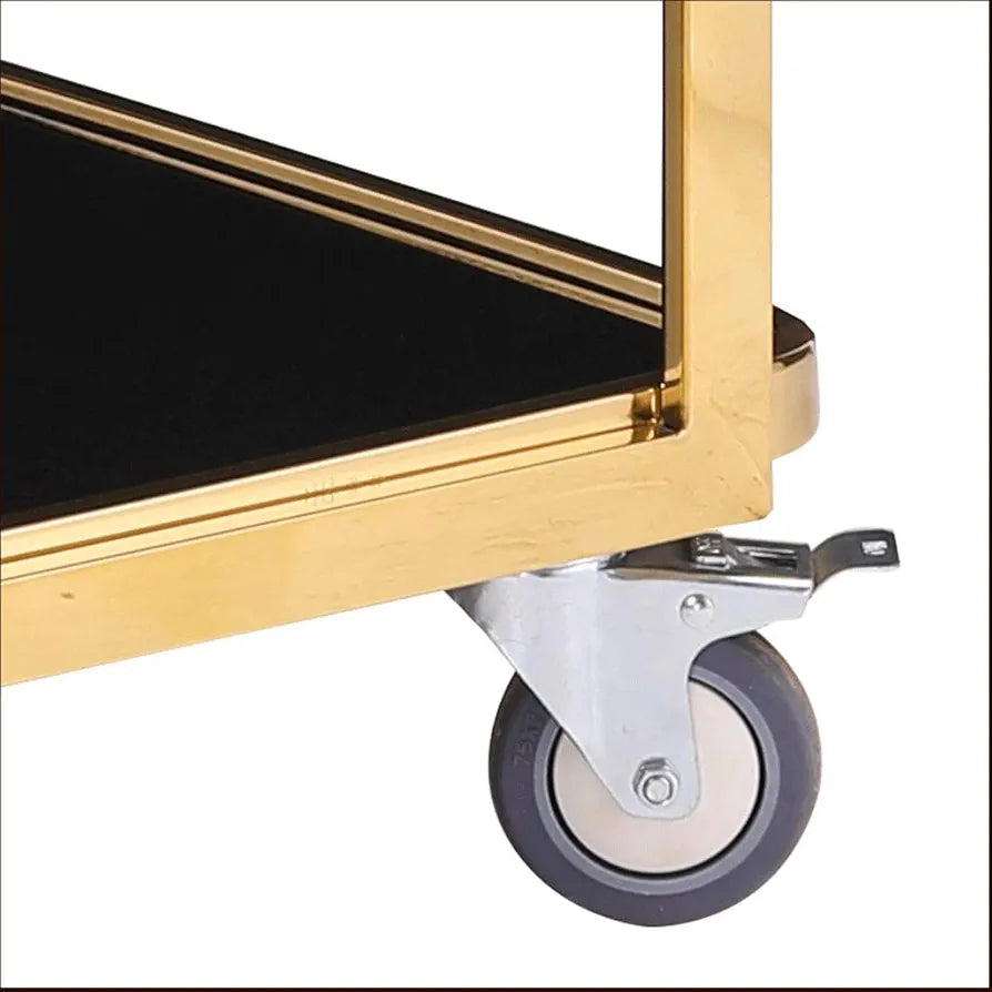 Bar Cart Rolling Serving Wine,Mirrored Drinks Trolley 3 Tier Cart With Wheels Rose Gold