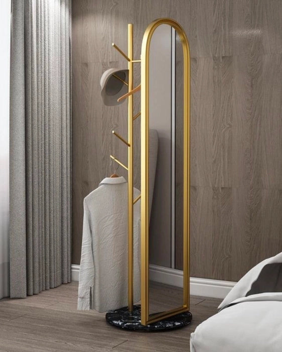 Kelva Clothes hanger with Floor mirror and marble base