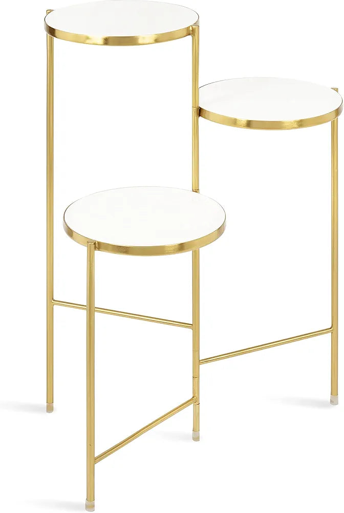 Plant Stand, White and Gold, 10 x 10 x 30, Decorative