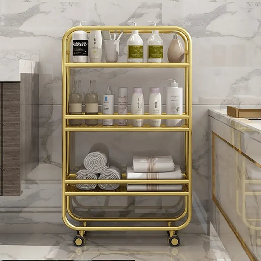Rolling Storage Organizer Cart 3-Tier Shelves With Wheels, Gold Bar Carts