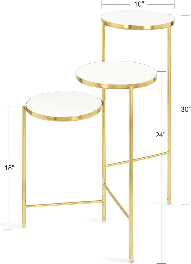 Plant Stand, White and Gold, 10 x 10 x 30, Decorative