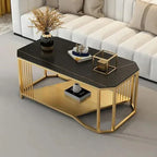Room Accent Coffee Table, Simple Design Sofa Side Table-Black Gold