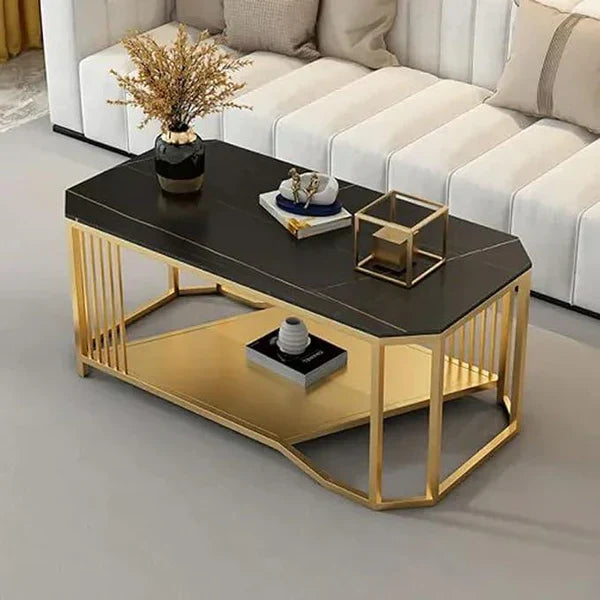 Room Accent Coffee Table, Simple Design Sofa Side Table-Black Gold
