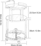 Round Rolling Bar Cart,Beverage Rolling Cart for Home 3-Tier Serving Bar