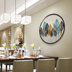 Wall Decor,Modern Metal Sculpture Art, Artisan Crafted, Gold Gilt, Iron, Horizontal Display