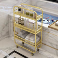 Rolling Storage Organizer Cart 3-Tier Shelves With Wheels, Gold Bar Carts
