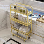 Rolling Storage Organizer Cart 3-Tier Shelves With Wheels, Gold Bar Carts