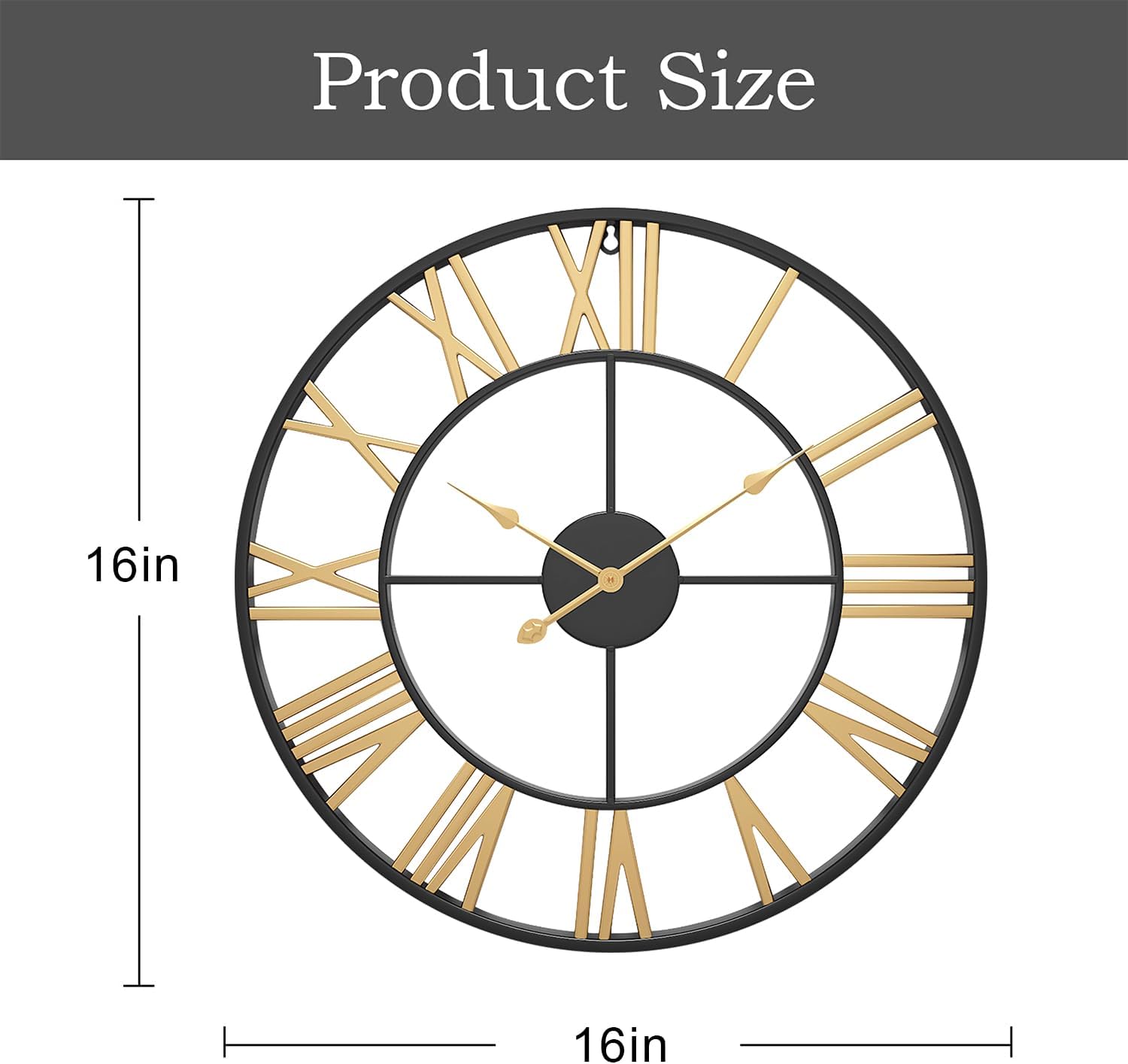 Wall Clocks Non-Ticking Silent 16 inch Battery Operated Oversized