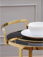 Round Rolling Bar Cart,Beverage Rolling Cart for Home 3-Tier Serving Bar