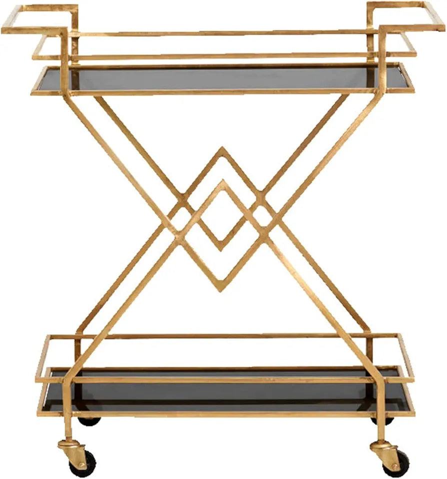 Bar Cart with 2 Mirrored Shelves, Suitable for Kitchen, Living Room