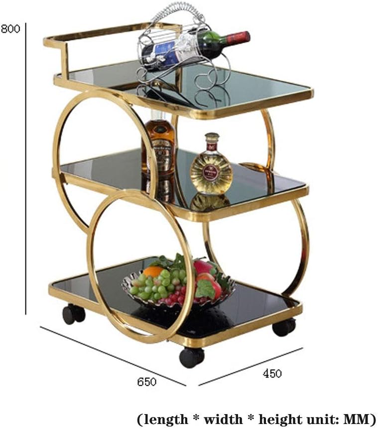 Bar Cart Gold Bar Cart Serving Cart, Metal Rolling Bar Kitchen Serving Cart