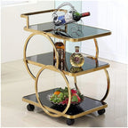 Bar Cart Gold Bar Cart Serving Cart, Metal Rolling Bar Kitchen Serving Cart