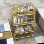 Rolling Storage Organizer Cart 3-Tier Shelves With Wheels, Gold Bar Carts