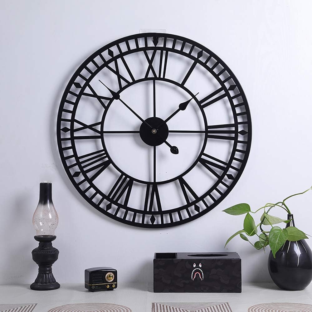 Large Metal Iron Retro Wall Clock Silent