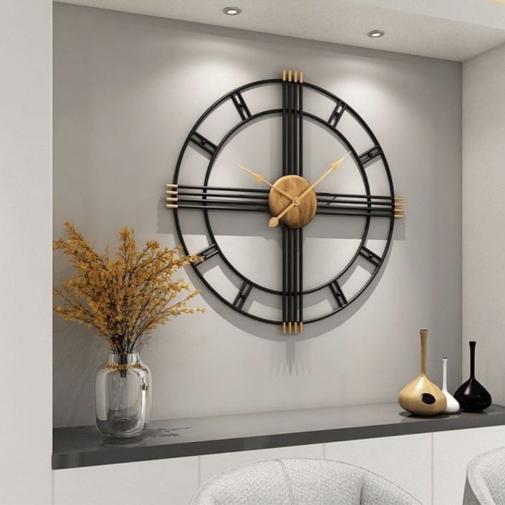 Metallic Modern Black Ring Wall Clock (24 Inches)