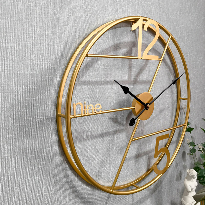 Alpha Numeric Metallic Wall Clock (Dia 24 Inches )
