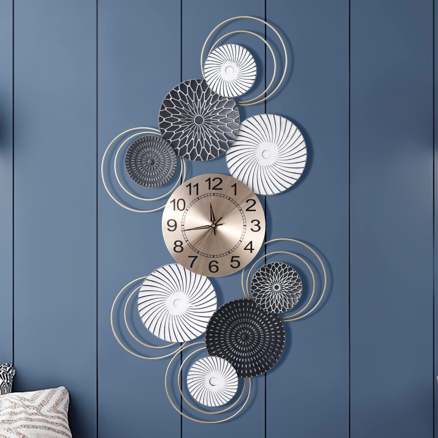 Large Modern Wall Clock,36 Inch Black Decorations Art Clock,