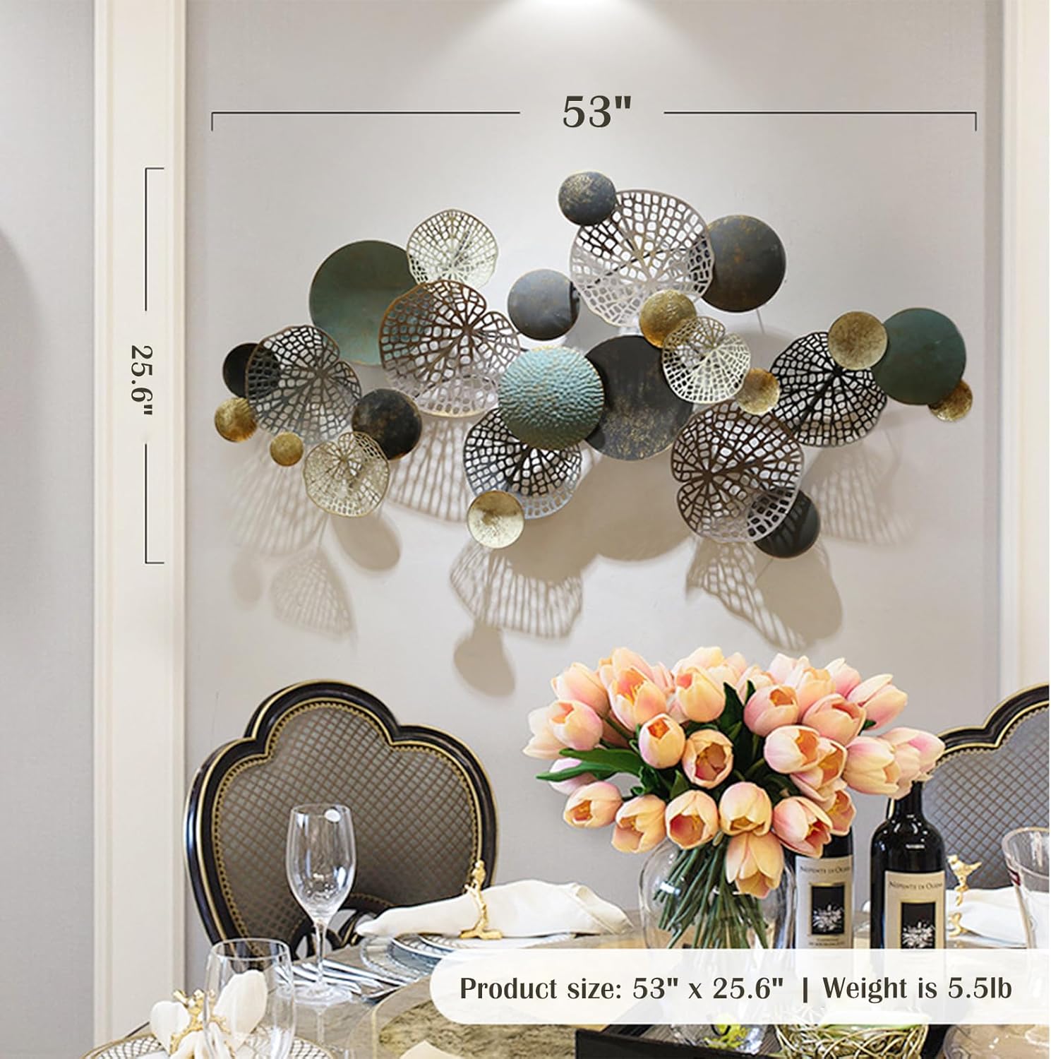 Metal Wall Art Decor 53"X26" Large Metal Wall Decor for Living