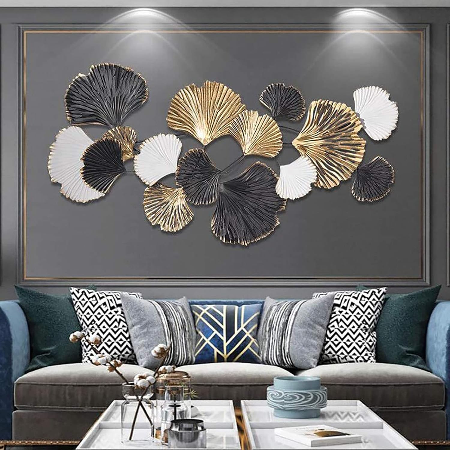 Wall Art Decor,Creative Ginkgo Leaf Decorative Wall Art,Wall Art Hanging for Living