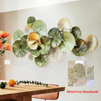 55''x29'' Large Metal Wall Decor, Boho Lotus Leaf Metal Wall Decoration