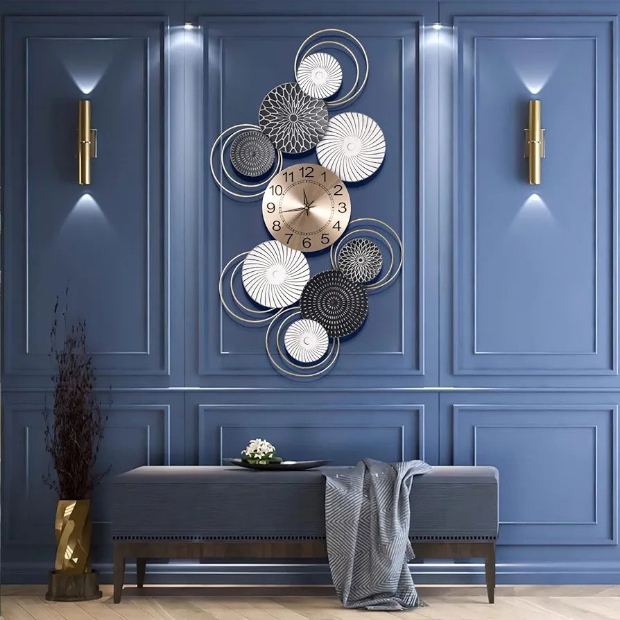 Large Modern Wall Clock,36 Inch Black Decorations Art Clock,