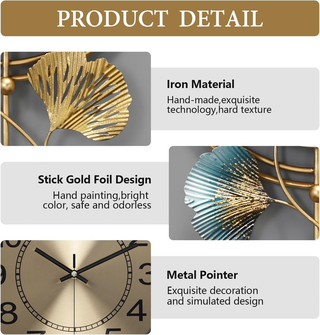 Room,Large Gold Decorative Wall Clock