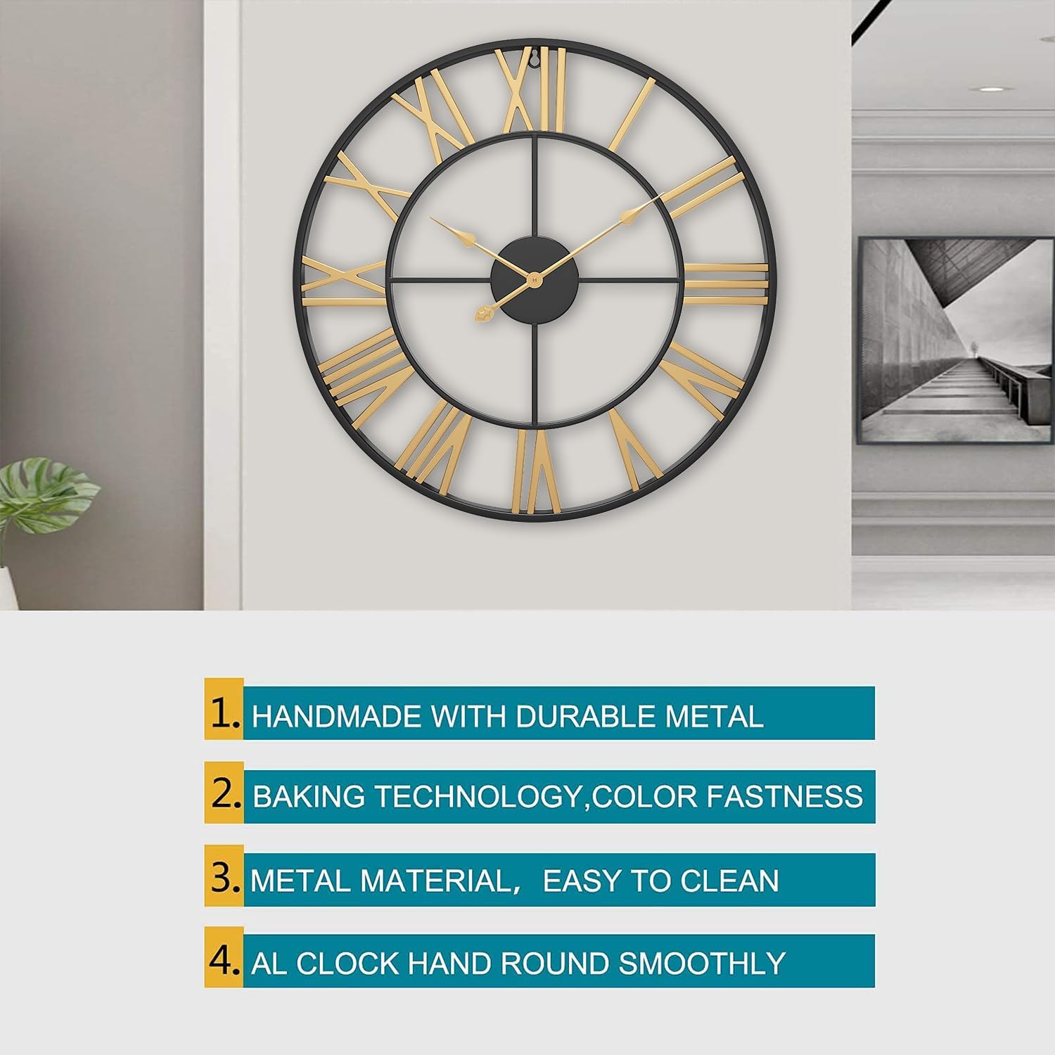 Wall Clocks Non-Ticking Silent 16 inch Battery Operated Oversized