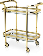 Kitchen and Bar Cart with Wheels and Mirror Shelves, Kitchen and Bartending