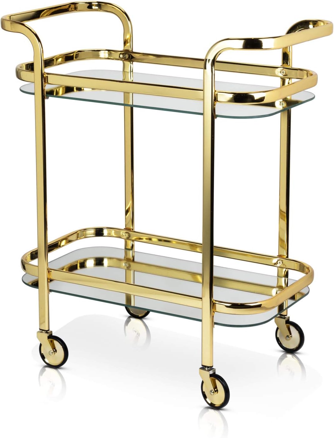 Kitchen and Bar Cart with Wheels and Mirror Shelves, Kitchen and Bartending