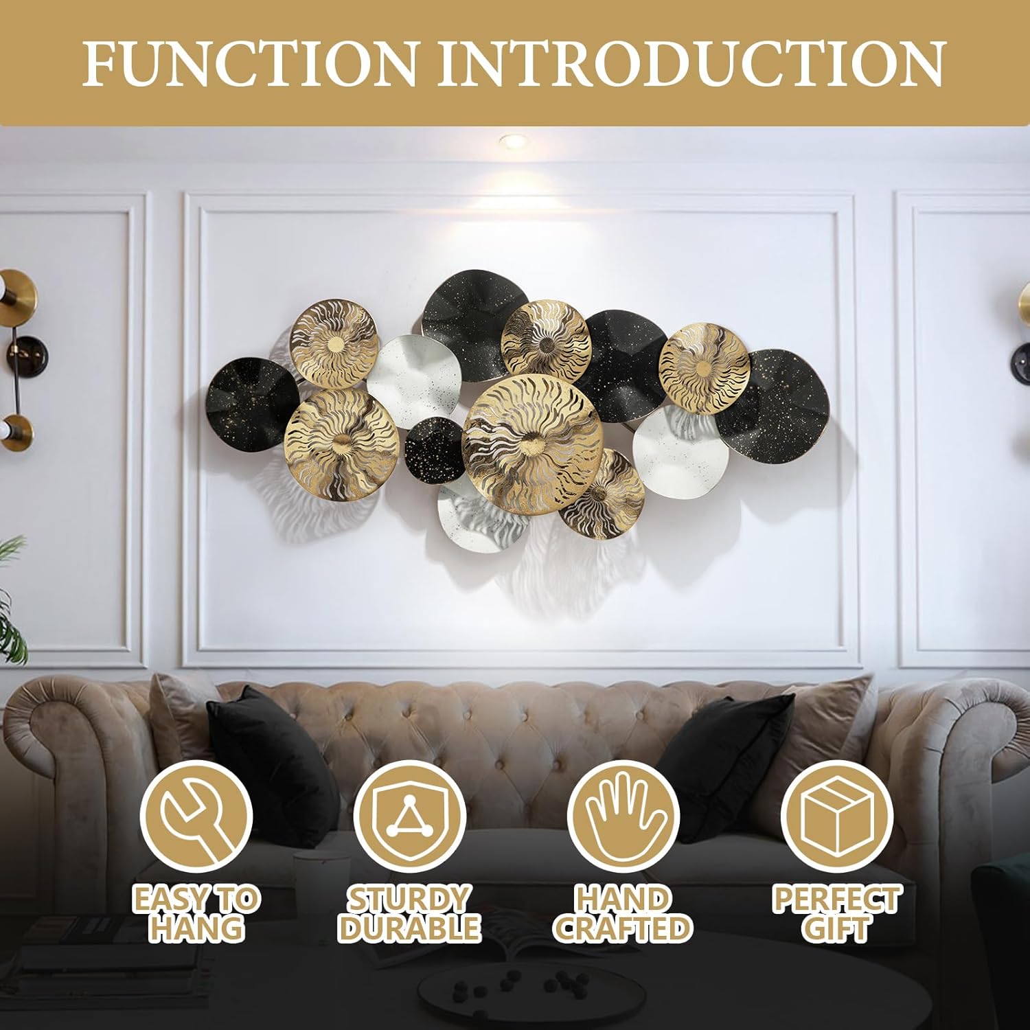 Metal Wall Art for Living Room,Large