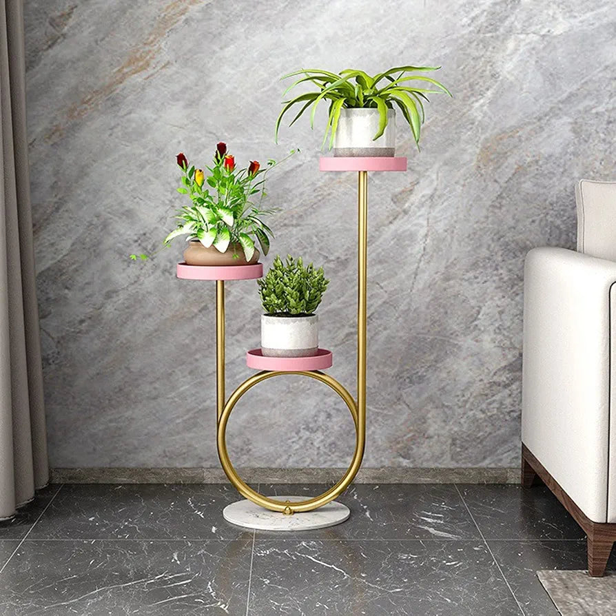Flower Pot Stands Apartment Multi-Layer Storage Rack (Color : Gold)