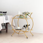 Gold Bar Carts for Home Bar Serving Trolley, Rolling Bar Cart Gold