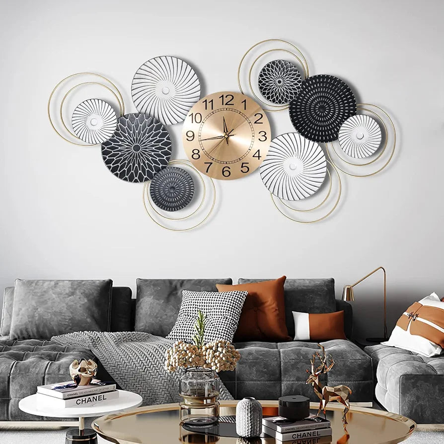 Large Modern Wall Clock,36 Inch Black Decorations Art Clock,