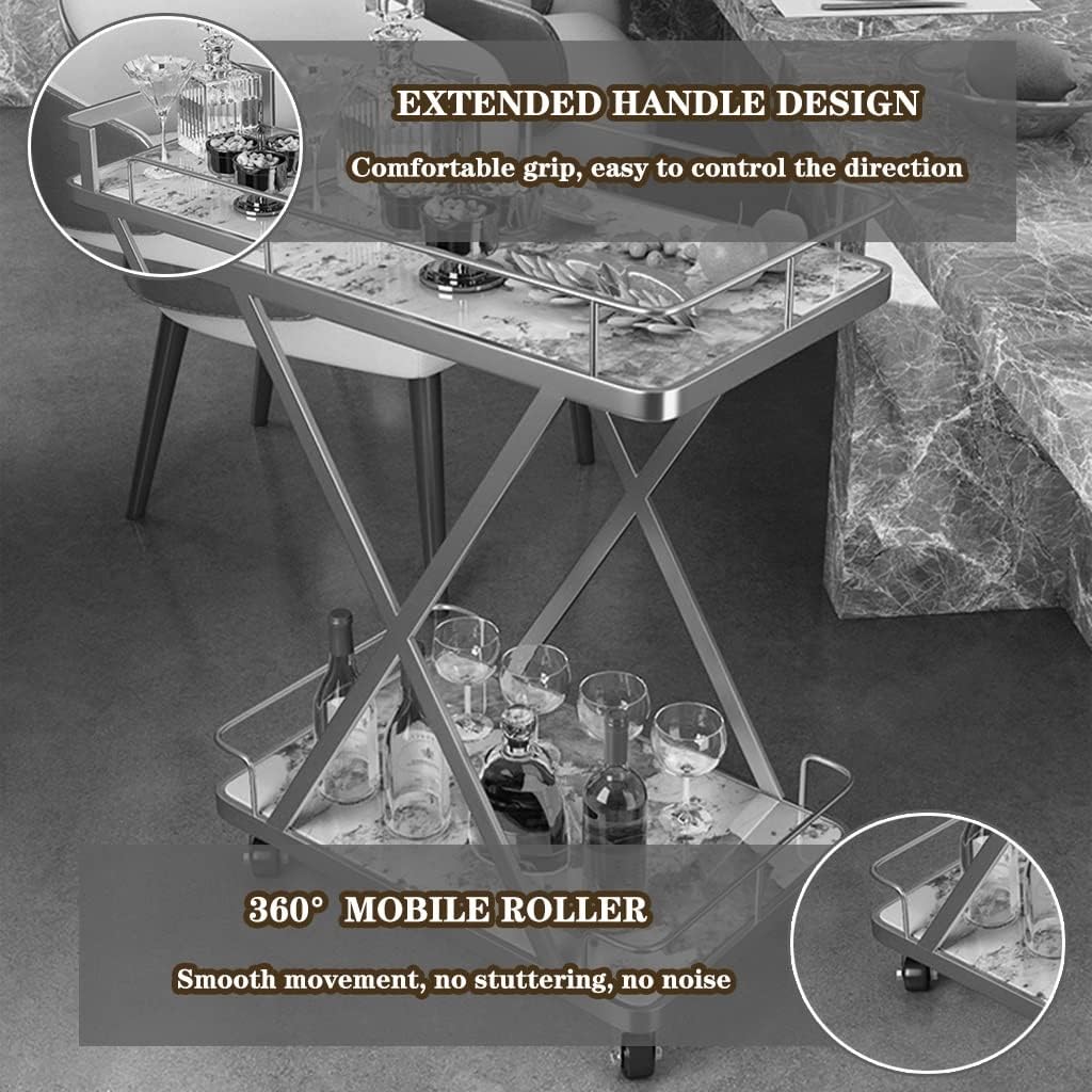 Bar Cart with Wheels for Party Luxurious Elegant X Shape Wrought Iron