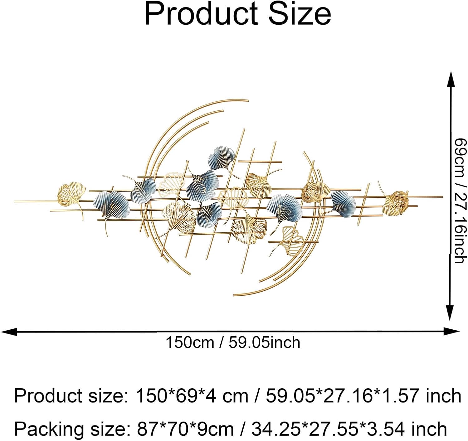 Leaf Wall Art Decor, Luxury Golden