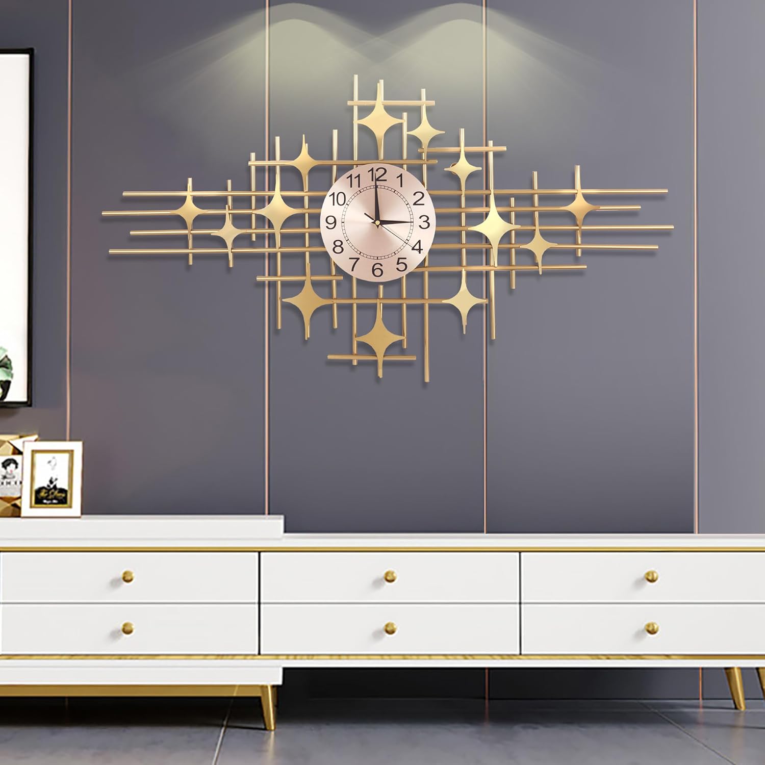 Wall Clock Home Silent Non Ticking Quartz Large Clock for Living Room Office Bedroom 40 * 20 Inch